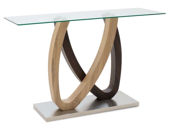 Κονσόλα Masai 093-000002 120x40x76cm Sonoma-Walnut Μέταλλο,Γυαλί