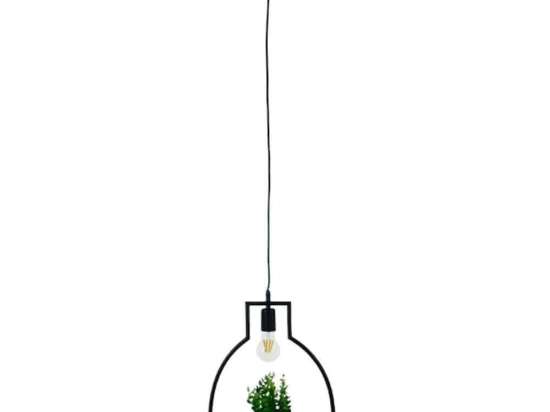 Φωτιστικό Οροφής Flowerpot 10001209 1xΕ27 Με Διακοσμητικό Φυτό Φ34x34cm Black GloboStar
