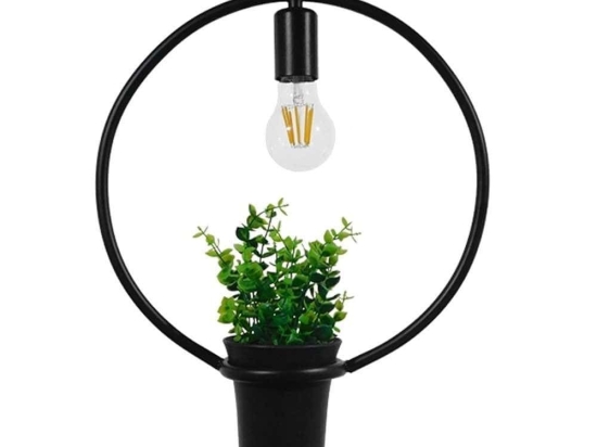 Φωτιστικό Οροφής Flowerpot 10001212 1xΕ27 Με Διακοσμητικό Φυτό Φ30cm Black GloboStar