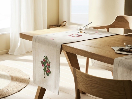 Runner Alessia 102 Ecru Gofis Home 40x160 Λινό-Πολυέστερ