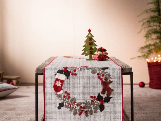Runner Χριστουγεννιάτικο 790B Grey-Red Gofis Home 40X120