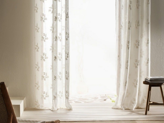 Κουρτίνα Leaf SS24 532 Με Σιρίτι Off White Gofis Home 140x295 Πολυέστερ