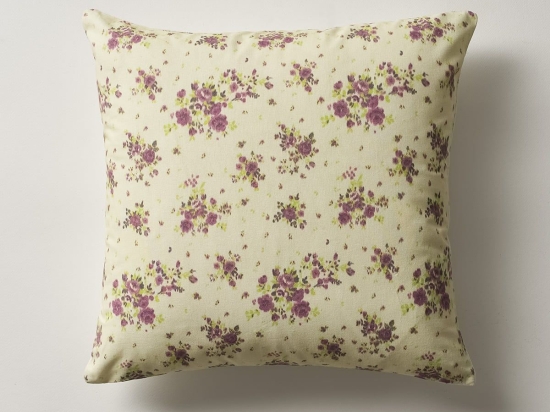 Μαξιλαροθήκη 349 Kalina Ecru-Purple Gofis Home 43X43 100% Βαμβάκι