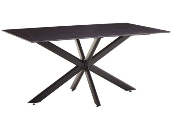 Τραπέζι Bethan 101-000084 180x90x75cm Marble Effect Grey-Black Πέτρα,Μέταλλο