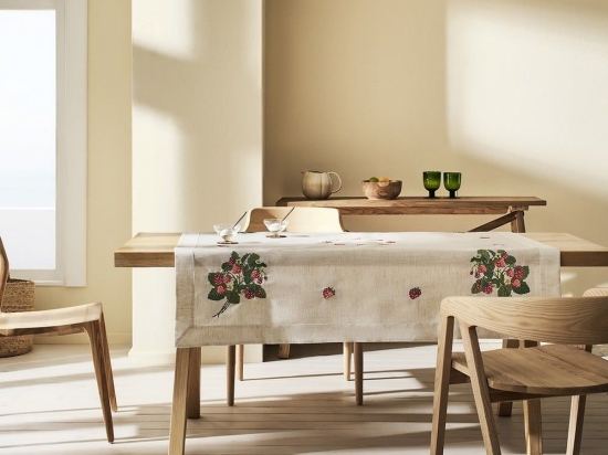 Τραπεζομάντηλο Alessia 102 Beige Gofis Home 135Χ135 Λινό-Πολυέστερ