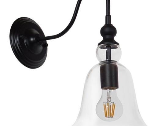 Φωτιστικό Τοίχου-Απλίκα Lilly 01064 Black GloboStar Μέταλλο,Γυαλί