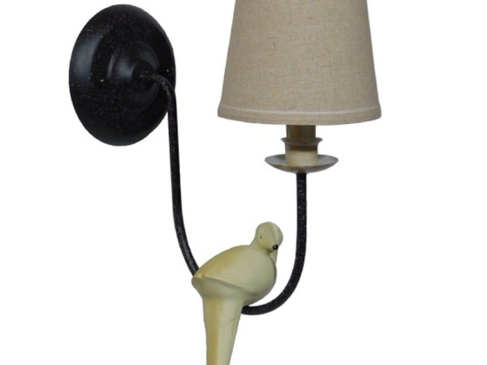 Φωτιστικό Τοίχου-Απλίκα Dove 01084 Black GloboStar Μέταλλο,Ύφασμα