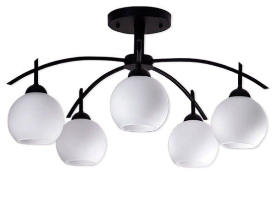 Φωτιστικό Οροφής - Πλαφονιέρα Luna 01088 Black-White GloboStar Μέταλλο,Γυαλί