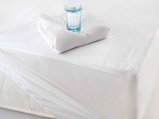 Επίστρωμα Αδιάβροχο Πετσετέ Με Λάστιχο White Ρυθμός Ημίδιπλο 120x230cm Βαμβάκι-Πολυέστερ