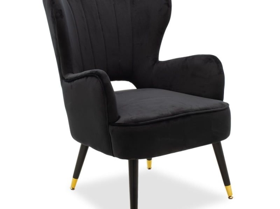 Πολυθρόνα - Μπερζέρα Lark 110-000025 65x74x90cm Black Βελούδο, Μέταλλο