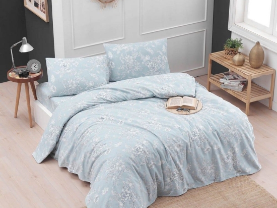 Σεντόνια Φανελένια Jennifer (Σετ 4τμχ) Light Blue Ρυθμός Υπέρδιπλο 230x260cm 100% Βαμβακερή Φανέλα