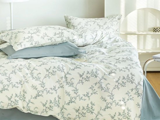 Σεντόνια Crysta (Σετ 4τμχ) Ecru-Green Ρυθμός Υπέρδιπλo 230x260cm 100% Βαμβακοσατέν