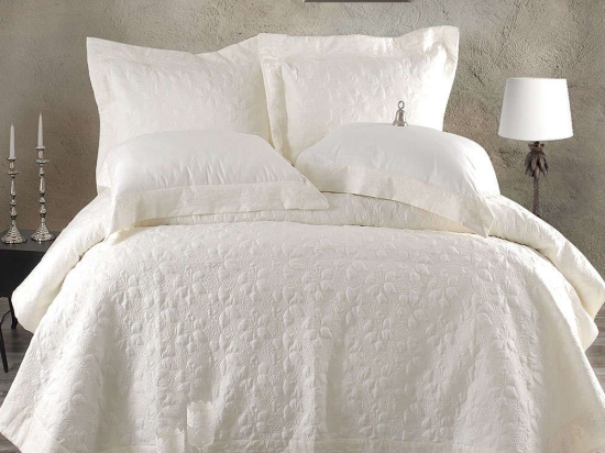 Κουβερλί Tabitha Σετ 3τεμ. Ecru Ρυθμός Υπέρδιπλo 235x250cm Microsatin
