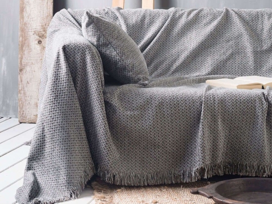 Ριχτάρι Vanda 01 Grey Ρυθμός Τριθέσιο 180x280cm Chenille-Πολυέστερ