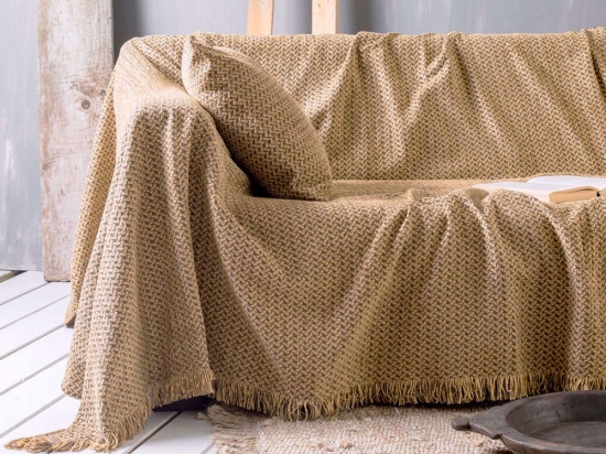 Ριχτάρι Vanda 03 Gold Ρυθμός Τετραθέσιο 180x330cm Chenille-Πολυέστερ
