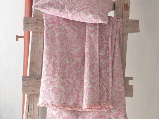 Ριχτάρι Beatris Pink Ρυθμός Τετραθέσιο 180x330cm Βαμβάκι-Πολυέστερ
