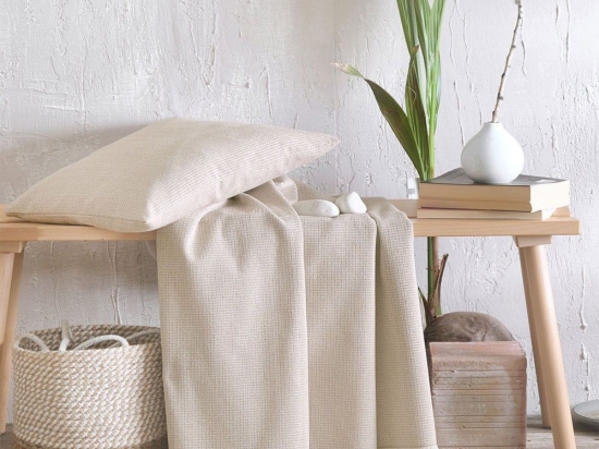 Ριχτάρι Silvana Beige Ρυθμός Τετραθέσιο 180x330cm Βαμβάκι-Πολυέστερ