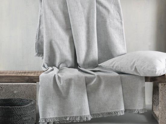 Ριχτάρι Tinetto Light Grey Ρυθμός Τριθέσιο 180x280cm Βαμβάκι-Πολυέστερ