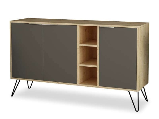 Μπουφές Clara 119-001063 142x35.5x82cm Light Oak-Anthracite Μελαμίνη,Μέταλλο