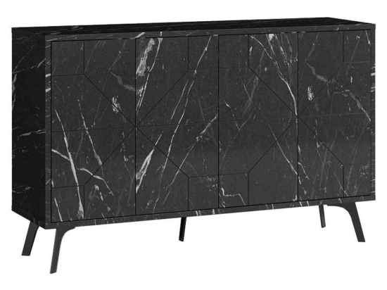 Μπουφές Ursula 119-001123 123x35x77,5cm Marble Black