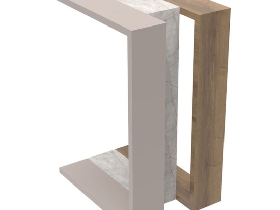 Τραπεζάκι Βοηθητικό Muju 119-001159 40x30x57cm Natural-White Marble-Mocha