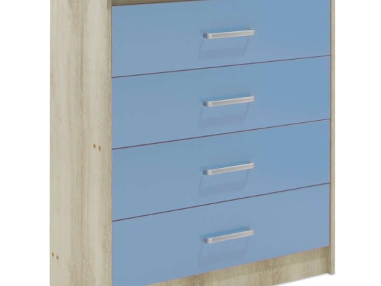 Συρταριέρα Παιδική Looney Με 4 Συρτάρια Castillo-Μπλε 80X40X95Cm 123-000078 Μελαμίνη