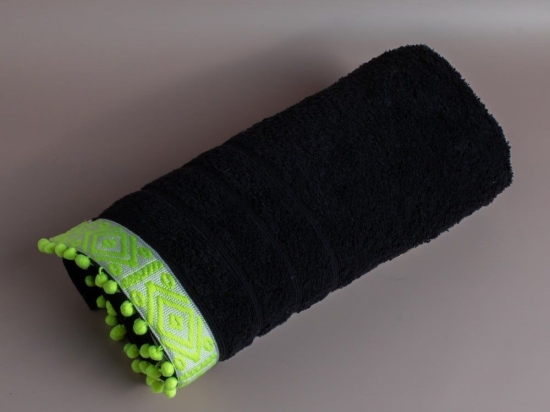 Πετσέτα Θαλάσσης Plain Neon Black-Green White Fabric Θαλάσσης 100x150cm 100% Βαμβάκι
