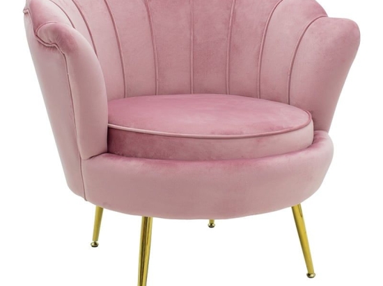 Πολυθρόνα Daimon 128-000002 79x74x78cm Pink-Gold Βελούδο, Μέταλλο