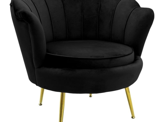 Πολυθρόνα Daimon 128-000003 79x74x78cm Black-Gold Βελούδο, Μέταλλο