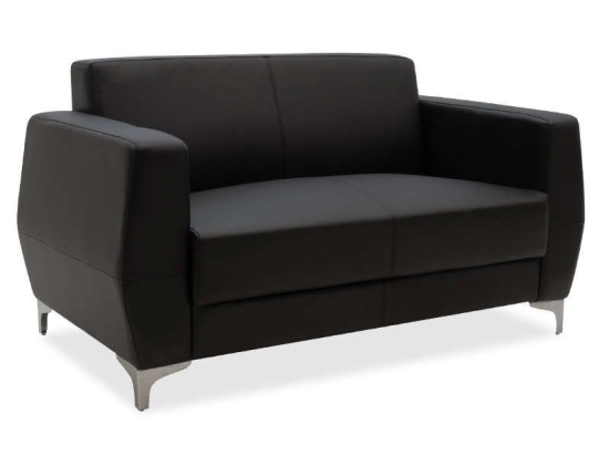 Καναπές Διθέσιος Dermis 132-000002 138x75x75cm Black Μέταλλο,Τεχνόδερμα