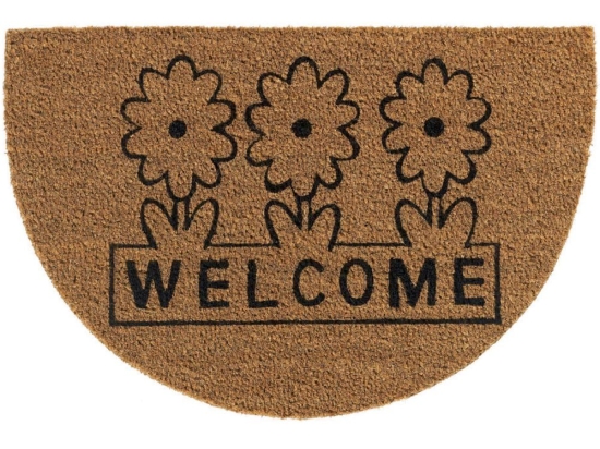 Πατάκι Εισόδου E-Coco 004 Welcome Flowers 40X60cm Beige-Black Sdim 40Χ60