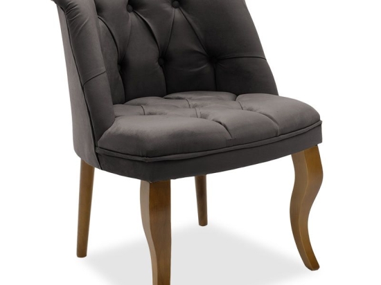 Πολυθρόνα Loreta 146-000018 59x64x73cm Anthracite-Walnut Βελούδο, Ξύλο