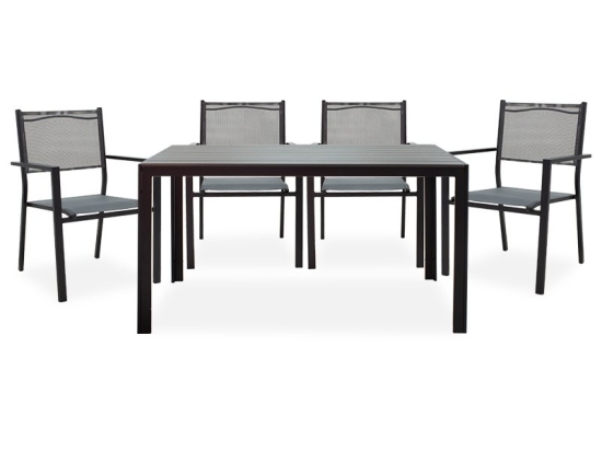 Τραπεζαρία Κήπου Nares-Moly 152-000005 (Σετ 5τμχ) Black-Anthracite 4 Θέσεων