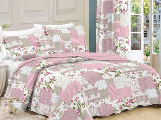 Κουβερλί Σετ 2τμχ White-Pink 345 Dim Μονό 160x220cm 100% Βαμβακερό Περκάλι
