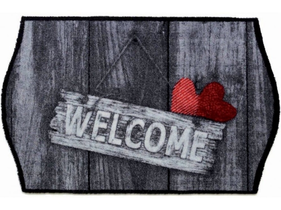 Πατάκι Εισόδου Elegance 110 S1 Welcome Hearts 50X75cm Black-Red Sdim 50X75