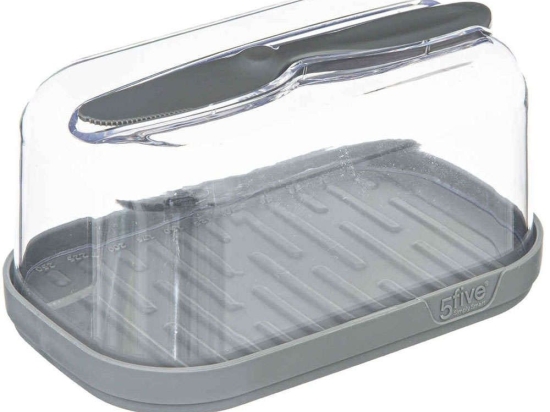 Βουτυριέρα Με Καπάκι Και Μαχαίρι 179677 16x13,5x5cm Clear-Grey 5Five Simply Smart Πλαστικό