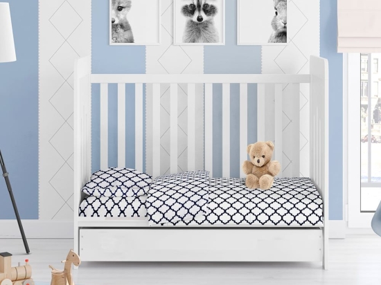 Πάπλωμα Βρεφικό Windows 176 White-Dark Blue DimCol 120x160cm 100% Βαμβάκι