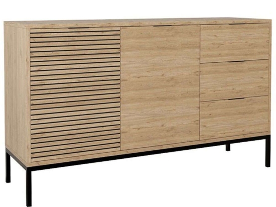 Μπουφές Leodrif 197-000183 140x40x80cm Oak-Black Μοριοσανίδα, Μέταλλο