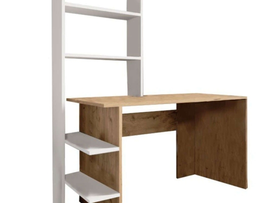 Γραφείο Με Βιβλιοθήκη Dropio 197-000205 120x55x150cm Oak-White