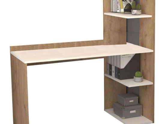 Γραφείο Με Βιβλιοθήκη Caolin 197-000218 110x52x140cm Oak-White