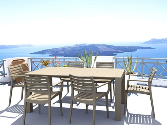 Τραπεζαρία Σετ Vegas Artemis 7τμχ 20.9969 100x180/220x75-58x58x83.5cm Taupe Siesta 6 Θέσεων