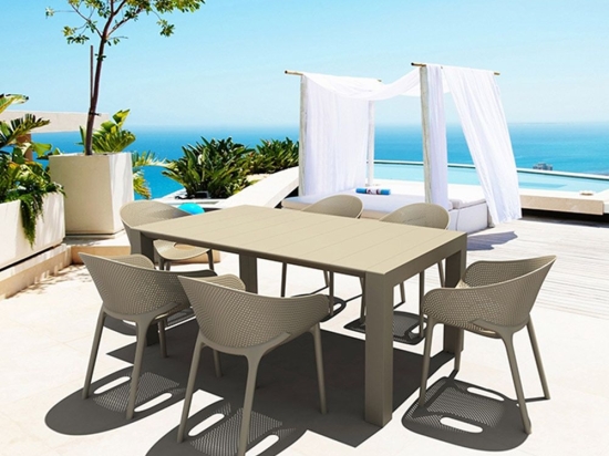 Τραπεζαρία Σετ Vegas Sky Pro 7τμχ 20.9971 100x180/220x75-54x60x81cm Taupe Siesta 6 Θέσεων