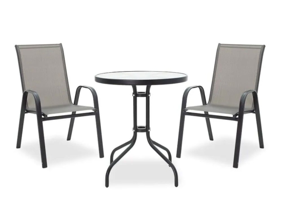 Τραπεζαρία Κήπου Calan-Watson 200-000305 (Σετ 3τμχ) Black-Grey 2 Θέσεων