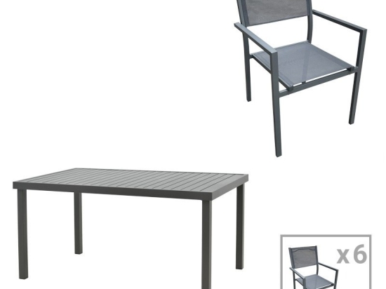 Τραπεζαρία Κήπου Moly-Kliton B 200-000831 (Σετ 7Τμχ) Anthracite 7 Θέσεων