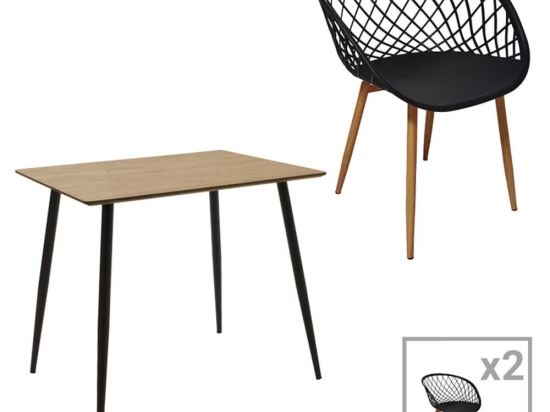 Τραπεζαρία Ezra-Cuba 200-001016 (Σετ 3Τμχ) 70x70x75cm Sonoma-Black 2 Θέσεων