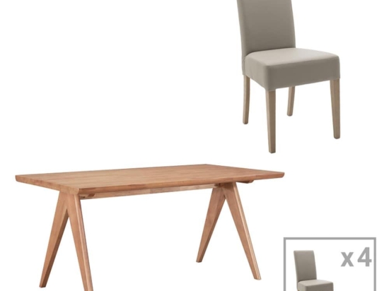 Τραπεζαρία Ditta-Winslow II 200-001055 (Σετ 5Τμχ) 180x85x75cm Walnut-Grey 4 Θέσεων