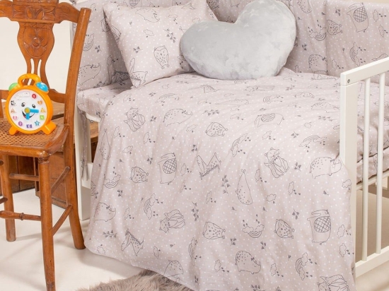 Σεντόνι Βρεφικό Με Λάστιχο Happy Grey Melinen Κούνιας 70x157cm 100% Βαμβάκι