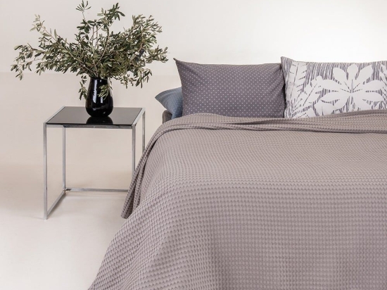 Κουβέρτα Patmos Πικέ Light Grey Melinen Υπέρδιπλο 230x240cm 100% Βαμβάκι