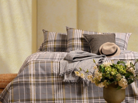 Σεντόνια Jonas Με Λάστιχο (Σετ 4τμχ) Grey Melinen Διπλό 150x232cm 100% Βαμβάκι