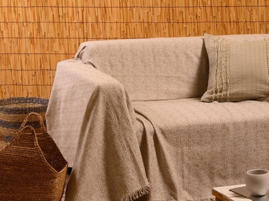Ριχτάρι Ophelia Beige Melinen Πολυθρόνα 180x180cm Βαμβάκι-Πολυέστερ